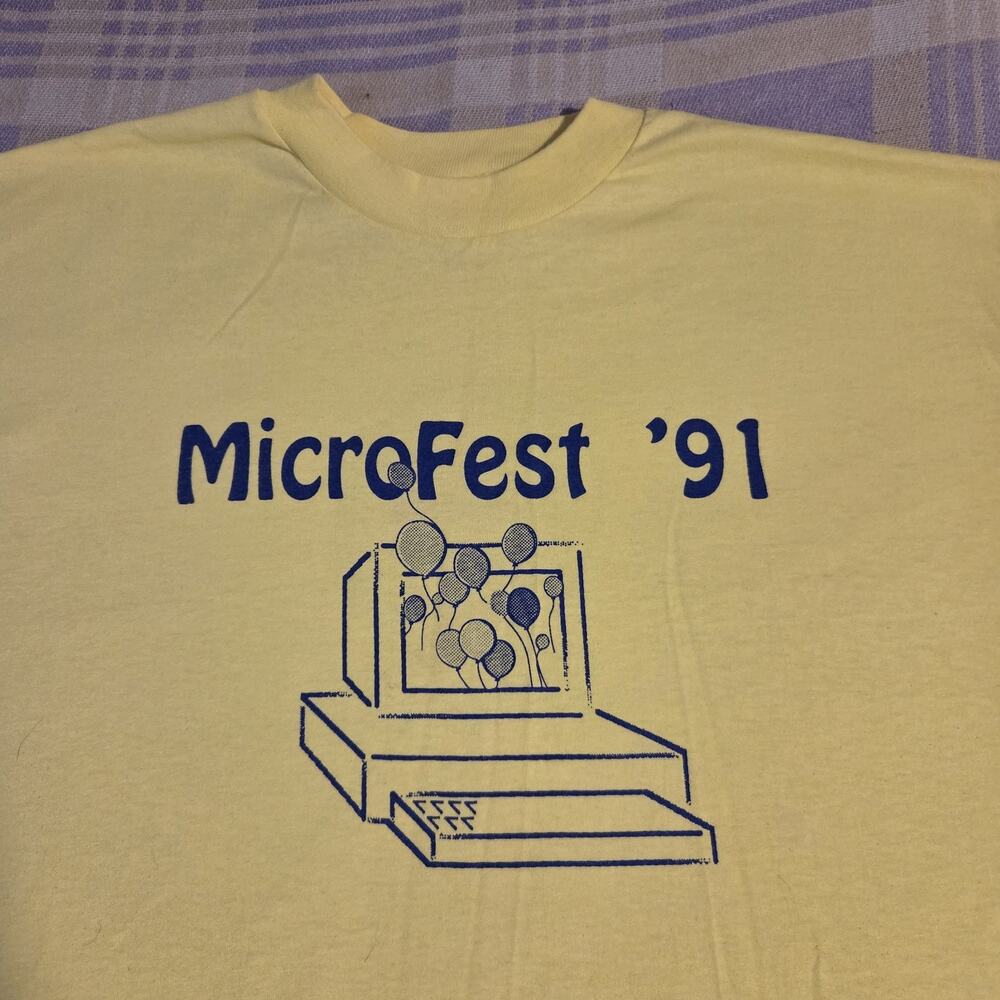 Vintage 1991 Microfest T Shirt Tech Computers Internet Microsoft University 90s